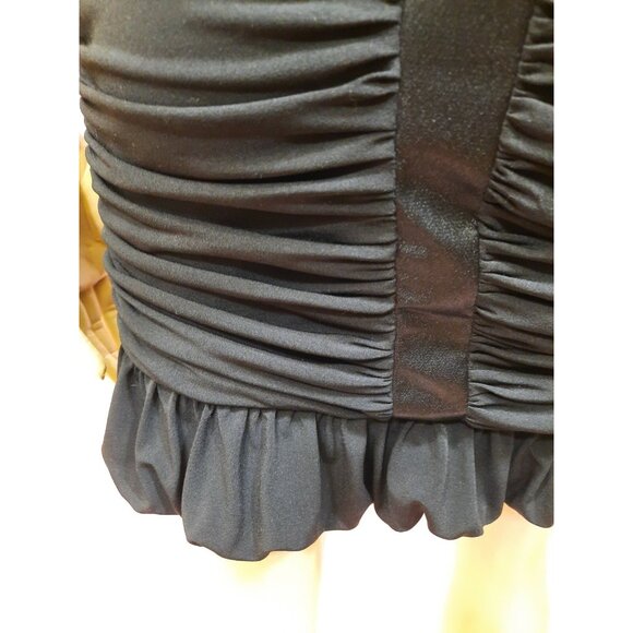 Cache Ruched Stretch Mini Cocktail Dress Size 2 Vintage Y2K 2000s Black Halter - Picture 10 of 12